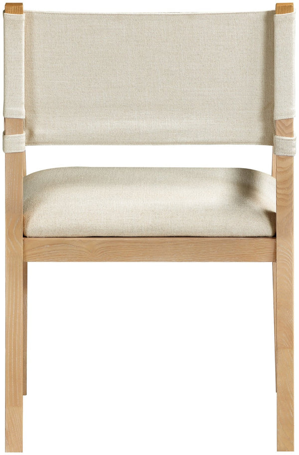 Meridian Furniture Avon Performance Linen Upholstered Arm Chair with Solid Ash Frame for Dining 88011Cream-AC