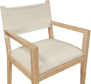 Meridian Furniture Avon Performance Linen Upholstered Arm Chair with Solid Ash Frame for Dining 88011Cream-AC