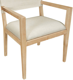 Meridian Furniture Avon Performance Linen Upholstered Arm Chair with Solid Ash Frame for Dining 88011Cream-AC
