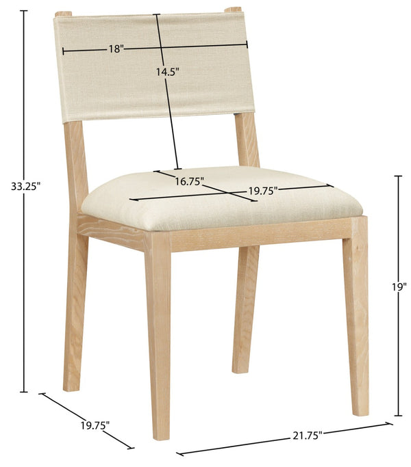 Meridian Furniture Avon Upholstered Dining Chair Ash Wood Frame Stain Resistant Linen Fabric Side Seat 88011Cream-SC