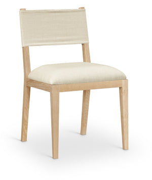 Meridian Furniture Avon Upholstered Dining Chair Ash Wood Frame Stain Resistant Linen Fabric Side Seat 88011Cream-SC