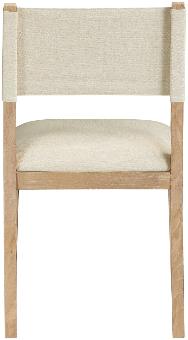 Meridian Furniture Avon Upholstered Dining Chair Ash Wood Frame Stain Resistant Linen Fabric Side Seat 88011Cream-SC