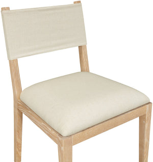 Meridian Furniture Avon Upholstered Dining Chair Ash Wood Frame Stain Resistant Linen Fabric Side Seat 88011Cream-SC