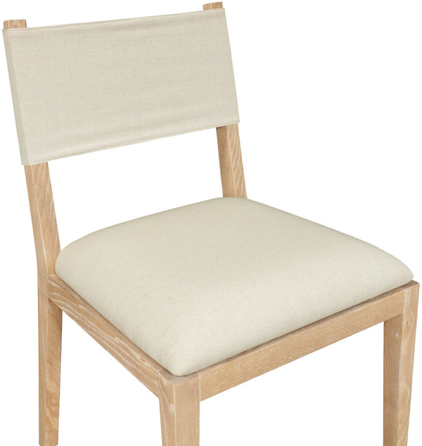 Meridian Furniture Avon Upholstered Dining Chair Ash Wood Frame Stain Resistant Linen Fabric Side Seat 88011Cream-SC