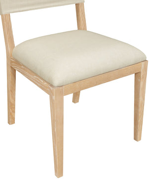 Meridian Furniture Avon Upholstered Dining Chair Ash Wood Frame Stain Resistant Linen Fabric Side Seat 88011Cream-SC