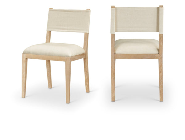 Meridian Furniture Avon Upholstered Dining Chair Ash Wood Frame Stain Resistant Linen Fabric Side Seat 88011Cream-SC