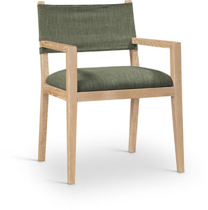 Meridian Furniture Avon Arm Chair Solid Ash Frame Olive Linen Performance Fabric Transitional Dining 88011Olive-AC
