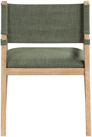 Meridian Furniture Avon Arm Chair Solid Ash Frame Olive Linen Performance Fabric Transitional Dining 88011Olive-AC