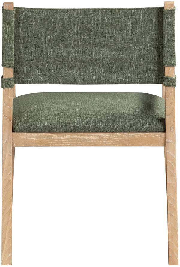 Meridian Furniture Avon Arm Chair Solid Ash Frame Olive Linen Performance Fabric Transitional Dining 88011Olive-AC