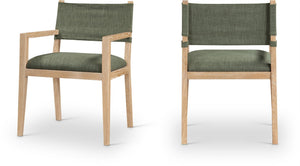 Meridian Furniture Avon Arm Chair Solid Ash Frame Olive Linen Performance Fabric Transitional Dining 88011Olive-AC