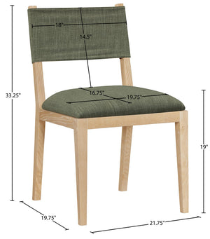 Meridian Furniture Avon Olive Performance Fabric Dining Chair with Solid Ash Wood Frame for Any Style 88011Olive-SC