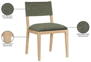 Meridian Furniture Avon Olive Performance Fabric Dining Chair with Solid Ash Wood Frame for Any Style 88011Olive-SC