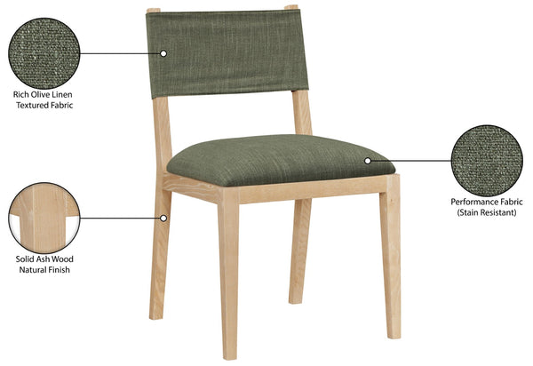 Meridian Furniture Avon Olive Performance Fabric Dining Chair with Solid Ash Wood Frame for Any Style 88011Olive-SC