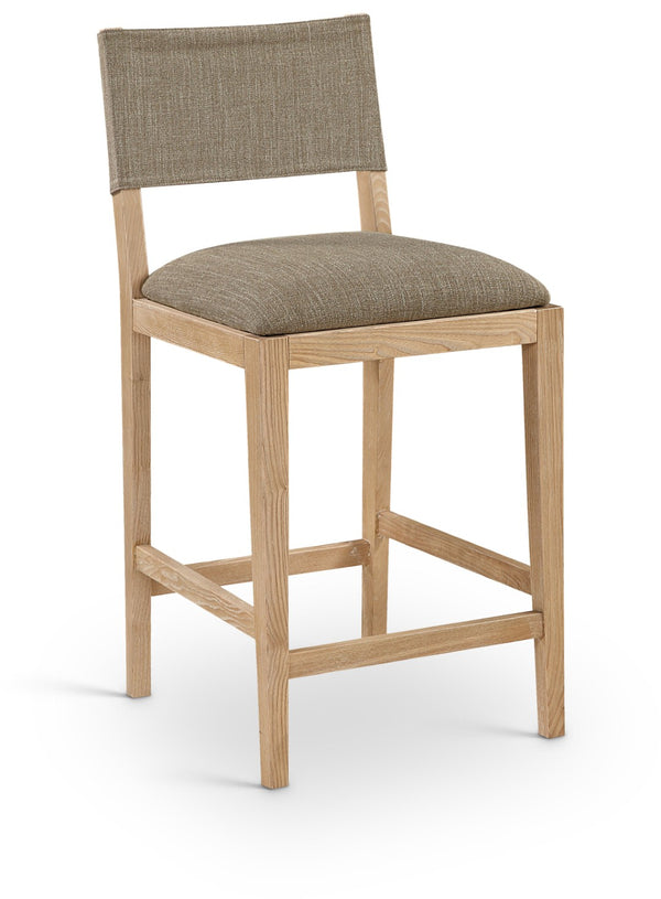 Meridian Furniture Avon Upholstered Counter Stool with Ash Wood Frame and Stain Resistant Linen Fabric 88012Brown-C