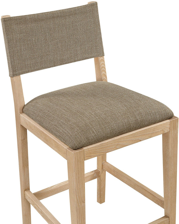 Meridian Furniture Avon Upholstered Counter Stool with Ash Wood Frame and Stain Resistant Linen Fabric 88012Brown-C