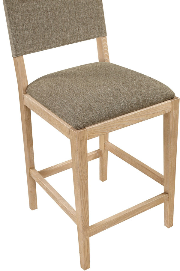 Meridian Furniture Avon Upholstered Counter Stool with Ash Wood Frame and Stain Resistant Linen Fabric 88012Brown-C