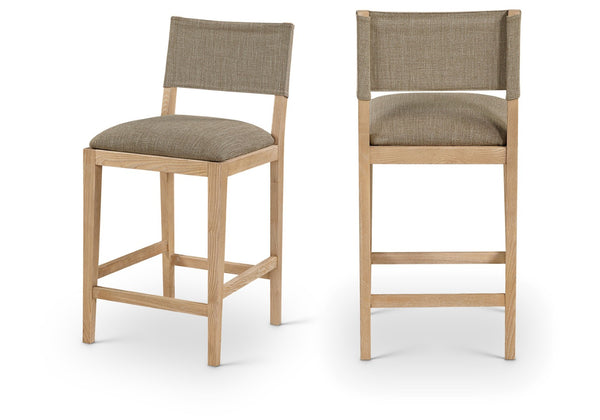 Meridian Furniture Avon Upholstered Counter Stool with Ash Wood Frame and Stain Resistant Linen Fabric 88012Brown-C