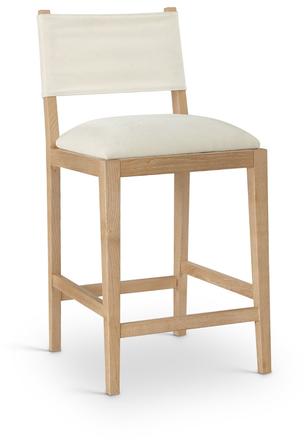 Meridian Furniture Avon Woven Performance Fabric Counterstool with Solid Ash Legs for Kitchen Islands 88012Cream-C