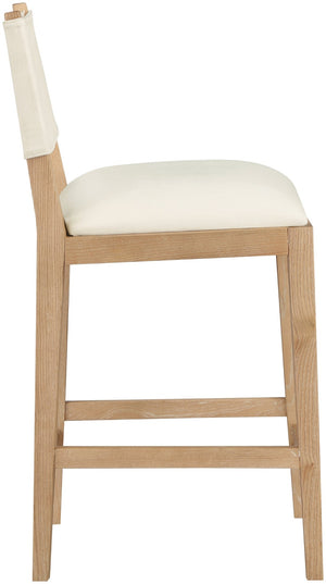 Meridian Furniture Avon Woven Performance Fabric Counterstool with Solid Ash Legs for Kitchen Islands 88012Cream-C