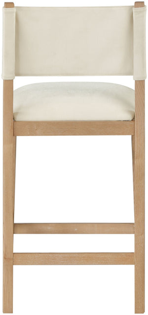 Meridian Furniture Avon Woven Performance Fabric Counterstool with Solid Ash Legs for Kitchen Islands 88012Cream-C