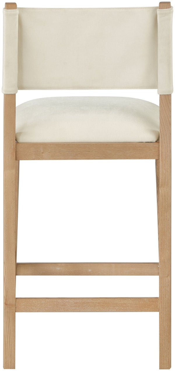 Meridian Furniture Avon Woven Performance Fabric Counterstool with Solid Ash Legs for Kitchen Islands 88012Cream-C