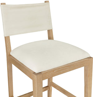 Meridian Furniture Avon Woven Performance Fabric Counterstool with Solid Ash Legs for Kitchen Islands 88012Cream-C