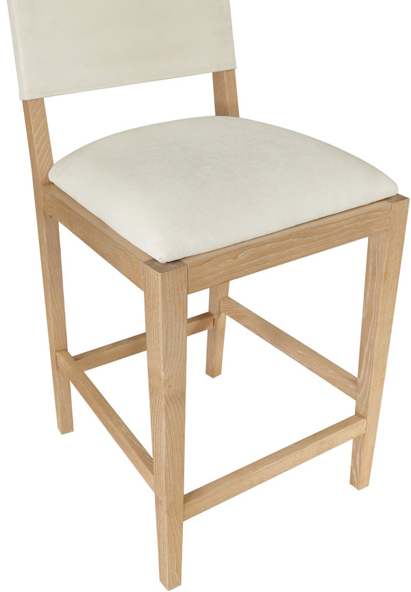 Meridian Furniture Avon Woven Performance Fabric Counterstool with Solid Ash Legs for Kitchen Islands 88012Cream-C