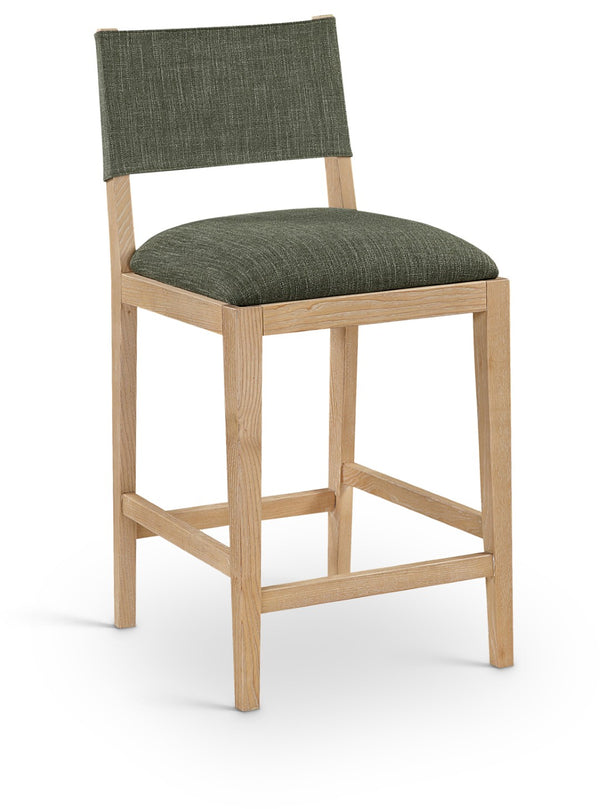 Meridian Furniture Avon Olive Performance Fabric Counter Stool with Solid Ash Frame for Kitchen Islands 88012Olive-C