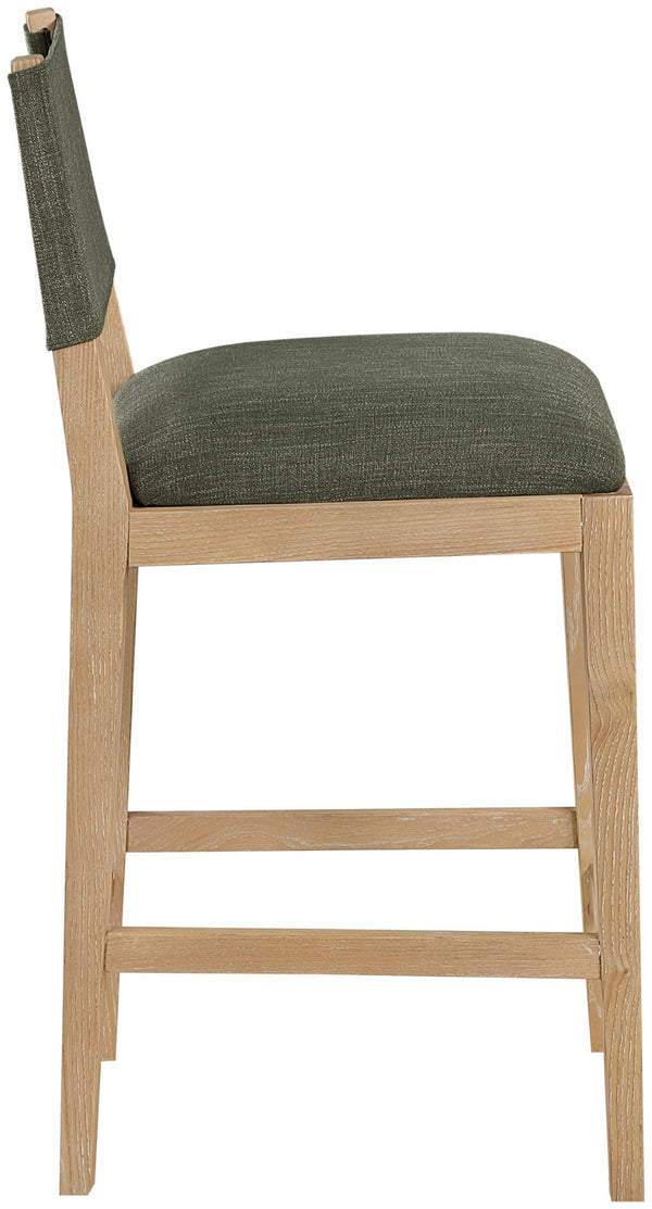 Meridian Furniture Avon Olive Performance Fabric Counter Stool with Solid Ash Frame for Kitchen Islands 88012Olive-C