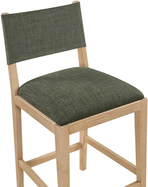 Meridian Furniture Avon Olive Performance Fabric Counter Stool with Solid Ash Frame for Kitchen Islands 88012Olive-C