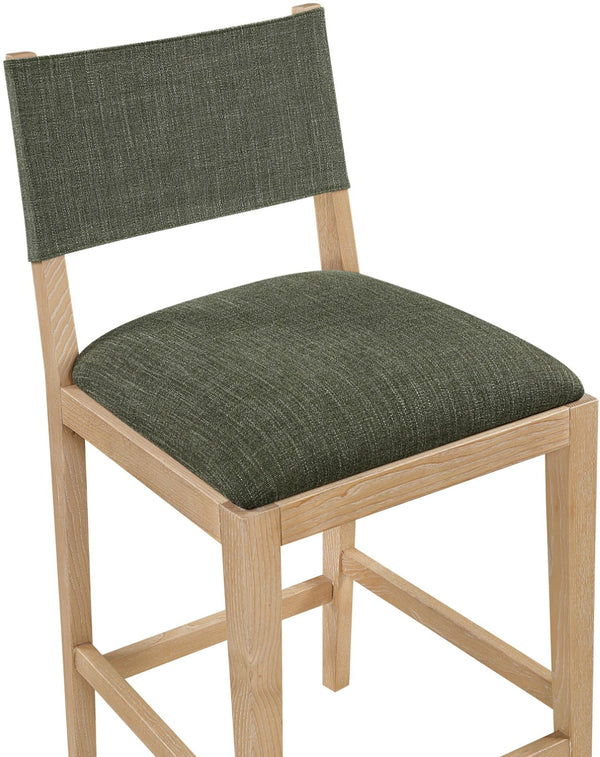 Meridian Furniture Avon Olive Performance Fabric Counter Stool with Solid Ash Frame for Kitchen Islands 88012Olive-C