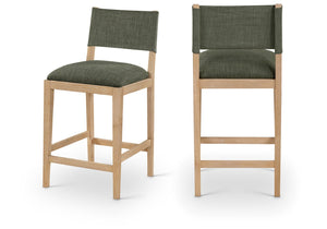 Meridian Furniture Avon Olive Performance Fabric Counter Stool with Solid Ash Frame for Kitchen Islands 88012Olive-C