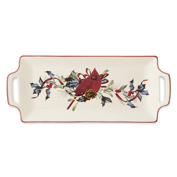 Lenox Winter Cardinal Porcelain Hors D'oeuvre Serving Tray for Festive Holiday Gatherings 880134