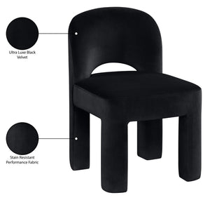 Meridian Furniture Celine Sculptural Velvet Dining Chair with Stain Resistant Upholstery for Modern Rooms Black 88013Black-C
