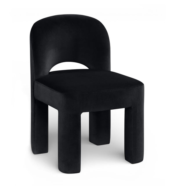 Meridian Furniture Celine Sculptural Velvet Dining Chair with Stain Resistant Upholstery for Modern Rooms Black 88013Black-C