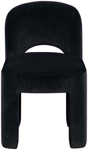 Meridian Furniture Celine Sculptural Velvet Dining Chair with Stain Resistant Upholstery for Modern Rooms Black 88013Black-C