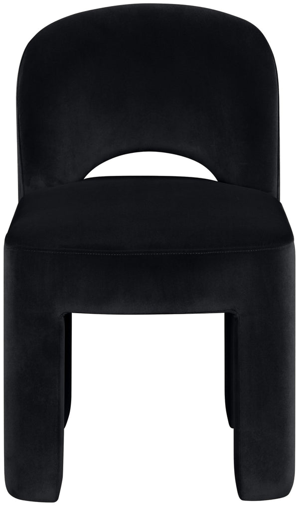 Meridian Furniture Celine Sculptural Velvet Dining Chair with Stain Resistant Upholstery for Modern Rooms Black 88013Black-C