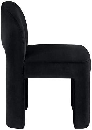 Meridian Furniture Celine Sculptural Velvet Dining Chair with Stain Resistant Upholstery for Modern Rooms Black 88013Black-C