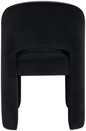 Meridian Furniture Celine Sculptural Velvet Dining Chair with Stain Resistant Upholstery for Modern Rooms Black 88013Black-C