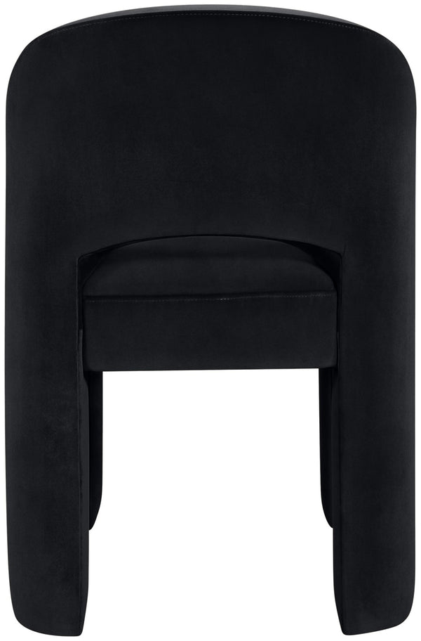 Meridian Furniture Celine Sculptural Velvet Dining Chair with Stain Resistant Upholstery for Modern Rooms Black 88013Black-C