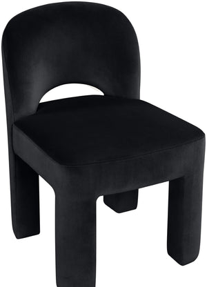 Meridian Furniture Celine Sculptural Velvet Dining Chair with Stain Resistant Upholstery for Modern Rooms Black 88013Black-C