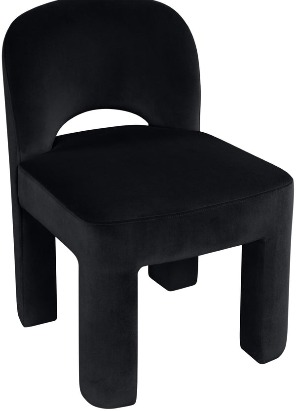 Meridian Furniture Celine Sculptural Velvet Dining Chair with Stain Resistant Upholstery for Modern Rooms Black 88013Black-C