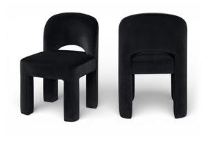 Meridian Furniture Celine Sculptural Velvet Dining Chair with Stain Resistant Upholstery for Modern Rooms Black 88013Black-C