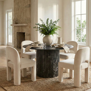 Meridian Furniture Celine Sculptural Velvet Dining Chair with Stain Resistant Upholstery for Modern Rooms Cream 88013Cream-C