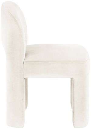 Meridian Furniture Celine Sculptural Velvet Dining Chair with Stain Resistant Upholstery for Modern Rooms Cream 88013Cream-C