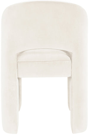 Meridian Furniture Celine Sculptural Velvet Dining Chair with Stain Resistant Upholstery for Modern Rooms Cream 88013Cream-C