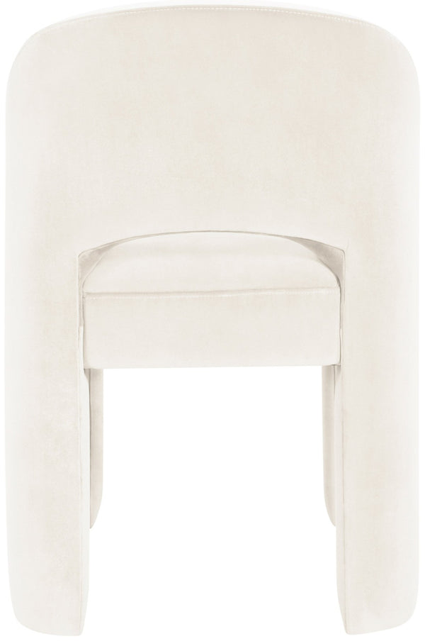 Meridian Furniture Celine Sculptural Velvet Dining Chair with Stain Resistant Upholstery for Modern Rooms Cream 88013Cream-C