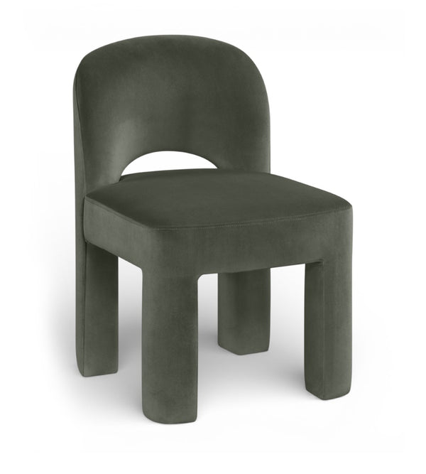 Meridian Furniture Celine Sculptural Velvet Dining Chair with Stain Resistant Upholstery for Modern Rooms Green 88013Green-C