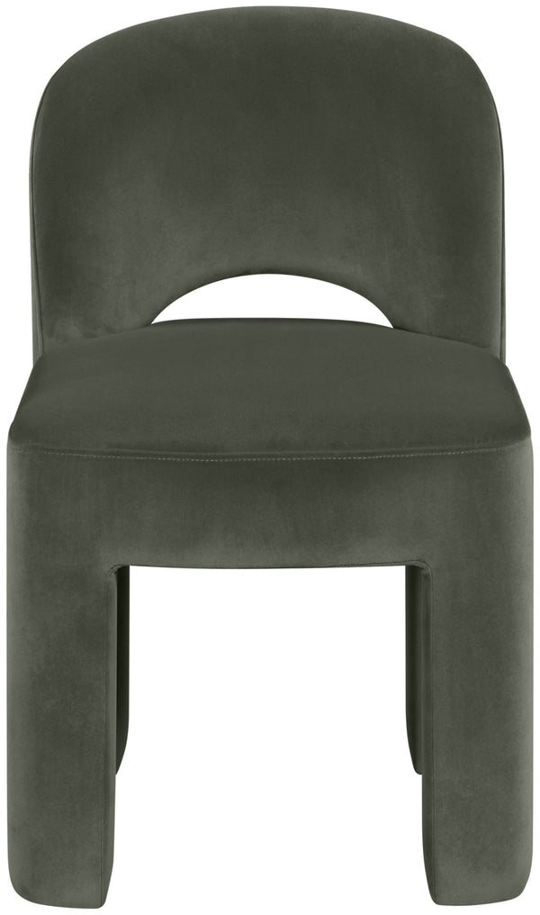 Meridian Furniture Celine Sculptural Velvet Dining Chair with Stain Resistant Upholstery for Modern Rooms Green 88013Green-C