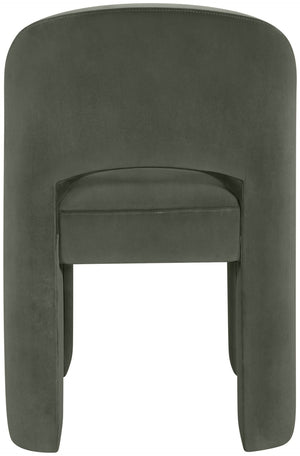 Meridian Furniture Celine Sculptural Velvet Dining Chair with Stain Resistant Upholstery for Modern Rooms Green 88013Green-C